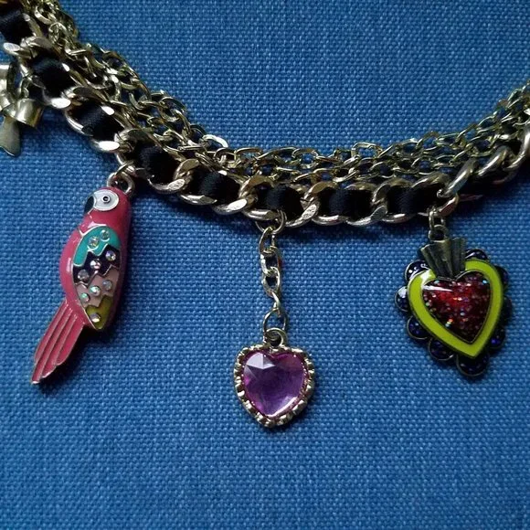 🦜❤️Betsey Sacred Heart Toggle Charm Bracelet Parrot Heart Bow Arrow - EPC❤️🦜